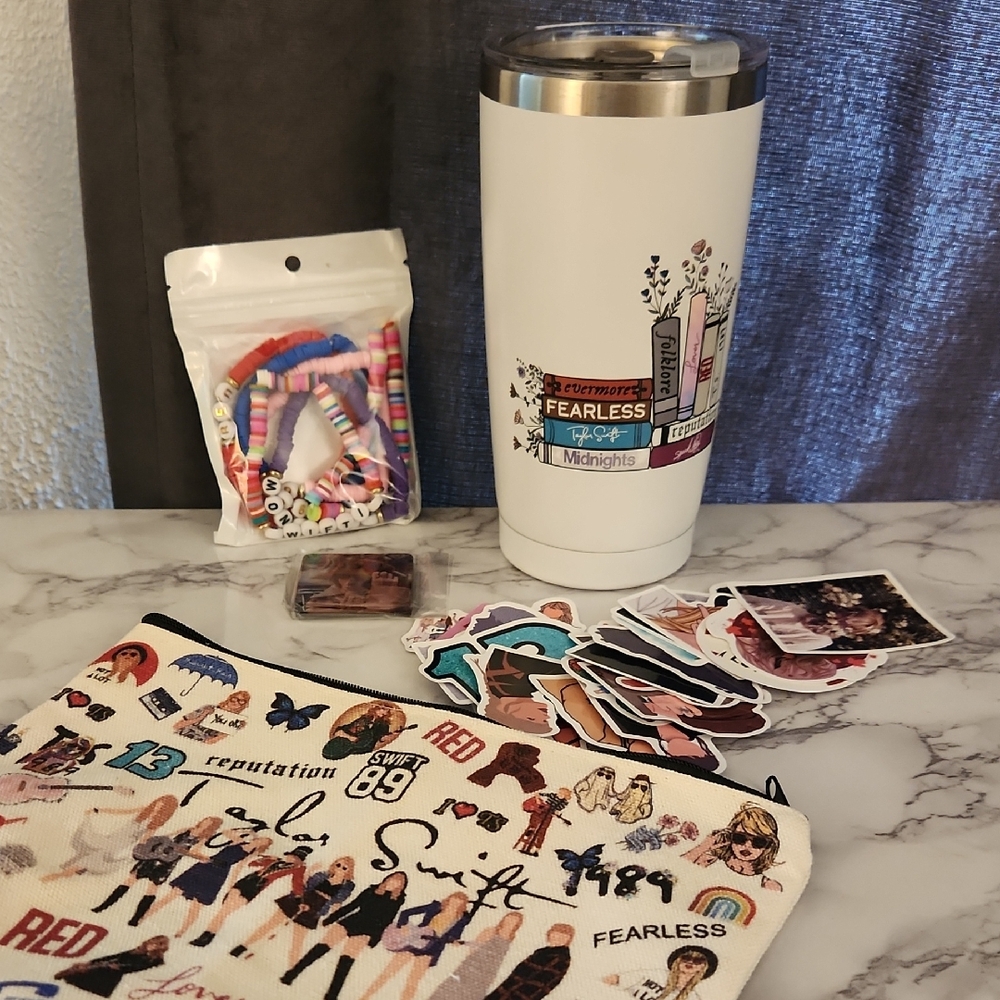 Taylor Swift Lot (Bracelets, Mug, Stickers, Bag)